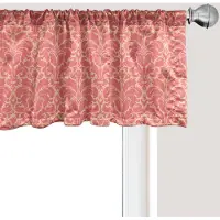 Abakuhaus Damast raamvalletje, gordijnvalletje voor keuken en slaapkamer met tunnelzoom, 137 cm x 30 cm, perzik en koraal