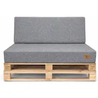 Odol-Plusz Palletkussen set 2-delig voor tuinbank en palletmeubels - UV-bestendig, waterafstotend, met afneembare hoes, grijs