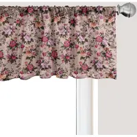 Abakuhaus Bloemenpatroon raamvalletje, gordijnvalletje voor keuken en slaapkamer met tunnelzoom, 137 cm x 30 cm, beige roze donkergroen