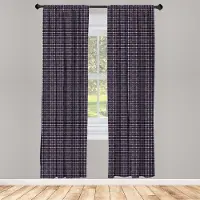 Abakuhaus Geruite raamgordijnen – 2x 75x245 cm – 2-paneelset marineblauw en roze