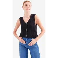 Bigdart Gestructureerde V-hals Geknoopte Waistcoat