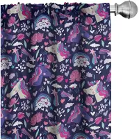 Abakuhaus Kindergordijnen Unicorn – 2x75x175 cm – Mikrofaser, halfdonker, roze/blauw