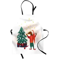 Abakuhaus Teckel kookschort, Kerstteckel in kleding, kookschort met water- en vuilafstoting door digitale druktechniek, Veelkleurig
