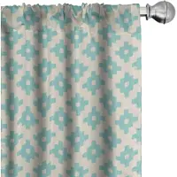 Abakuhaus Geometrische Gordijnen – 2x75x175 cm – Mikrofaser – Turkoois en Beige