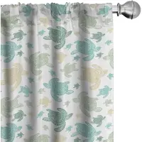 Abakuhaus Schildpadden Gordijnen – 2x75x175 cm – Microfaser – Halfdonker – Zeegroen & Grijs-Geel