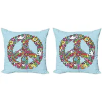 Abakuhaus Hippie Kussenhoes Set (2x) – Floraal Vrede – 45x45 cm