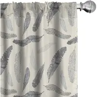 Abakuhaus Gordijnen met veren – 2x75×245 cm – microvezel, halfdonker, beige en lichtgrijs