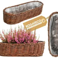 BOGATECO Wicker bloempot | Handgemaakte rieten bloempot van wilg, langwerpige rieten mand, 1 stuk - maat L