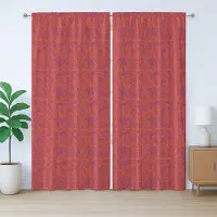 Abakuhaus Boho Rustiek Gordijn, Vintage Paisley Bladpatroon, met Bandjes voor de Woonkamer met Lussen en Haken, 280 x 225 cm, Rood Paars