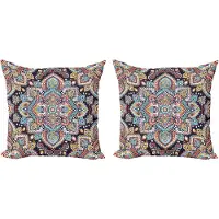 Abakuhaus Etnische decoratieve kussenhoes, 2 stuks, Vintage Boho Art, Modern accent, 50x50 cm, Donker nachtblauw