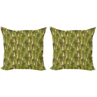 Abakuhaus Kussenhoes Set – 2x40x40 cm – Dubbelzijdig bedrukt – Microfiber Groen/Tan Bruin