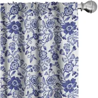 Abakuhaus Aquarell Voorhangen – 2-delig, 75x245 cm – Bloemen ontwerp Blauviolet