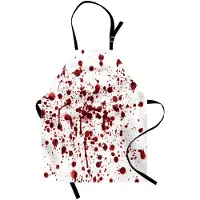 Abakuhaus Griezelige kookschort, motief met bloedspetters, vuil- en bloedvlekken, Horror-Halloween-thema, in hoogte verstelbaar, kleurvast, rood-wit
