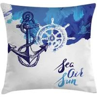 Abakuhaus Anker Kussenhoes – 45x45 cm – Dubbelzijdig bedrukt ritskussenhoes, Blauw/Wit