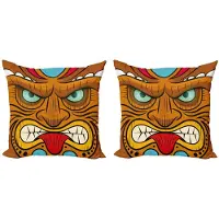 Abakuhaus Tiki Bar Kussenhoes – 2x60x60 cm – Dubbelzijdig bedrukt – Rits