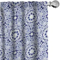 Abakuhaus Bloemen gordijnen – 2-delige set blauw, microvezel