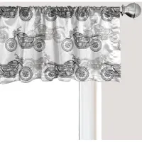 Abakuhaus Motorfiets Raamvalletje, Gordijnvalletje voor Keuken en Slaapkamer met Tunnelzoom, 137 cm x 45 cm, Grijs Wit Zwart