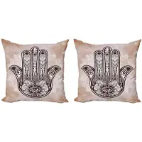 Abakuhaus Hamsa Kussenhoes – 45x45 cm – Dubbelzijdig bedrukt – Donkerbruin