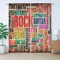 Abakuhaus Muziek Rustiek Gordijn, Rock 'n' Roll Poster, Slaapkamergordijn met Plooiing, Lusjes en Haken, 280 x 245 cm, Roodbeige
