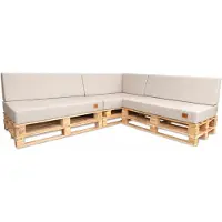 Odol-Plusz Palletkussenset 7-delig - Kussens voor palletbank en palletmeubels - UV-bestendig - Voor binnen en buiten, uv beige rechts