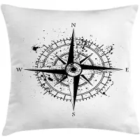 Abakuhaus – Kussenhoes 45x45 cm – Maritieme Windrose, Grijs/Wit