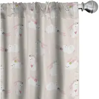 Abakuhaus Gordijn – 2x75x175 cm – hazen met krans – microvezel – licht perzikroze