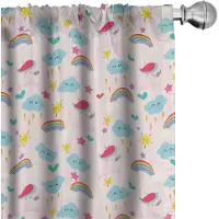 Abakuhaus Eenhoorn gordijnen – 2x panelen 75x245 cm – microvezel – babyroze