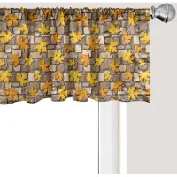 Abakuhaus Herfst raamvalletje, Gordijnvalletje voor keuken en slaapkamer met tunnelzoom, 137 cm x 30 cm, Cacao lichtgrijs