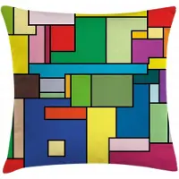 Abakuhaus Kussenhoes – Kunst Mondrian Vierkanten – 50 x 50 cm – Groen-Blauw – Dubbelzijdig bedrukt