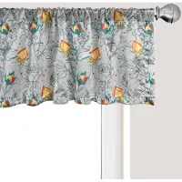 Abakuhaus Bloemenpatroon raamvalletje, gordijnvalletje voor keuken en slaapkamer met tunnelzoom, 137 cm x 30 cm, licht taupe en veelkleurig
