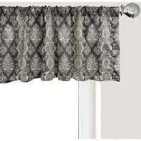 Abakuhaus Damast raamvalletje, gordijnvalletje voor keuken en slaapkamer met tunnelzoom, 137 cm x 45 cm, grijs crème