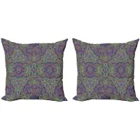 Abakuhaus Psychedelische Kussenhoezen Set – 2x45 cm – Dubbelzijdig bedrukt – Paars-Groen