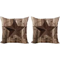 Abakuhaus Rustieke Kussenhoezen Set – 2x60x60 cm – Dubbelzijdige Print – Rits – Bruin/Donkergrijs