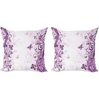 Abakuhaus Kussenhoes – Set van 2x40x40 cm – Vlinders en Bloemen – Dubbelzijdig – Paars