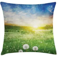 Abakuhaus Kussenhoes 50×50 cm – Löwenzijnveld, dubbelzijdig bedrukt, rits, groen-blauw
