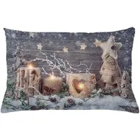 Abakuhaus Kerstkussen – Dubbelzijdig bedrukt – Khaki/Grijs – 65x40 cm