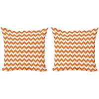 Abakuhaus Hoekkussenhoes Set – 2x40x40 cm – Dubbelzijdig bedrukt – Mikrofaser Oranje/Wit