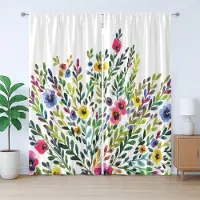 Abakuhaus Rustiek Valentijnsgordijn, Thema Bloeiende Natuur, Gordijn met Bandjes , Geplooid met Lussen en Haken, 280 x 245 cm, Wit Groen Violet