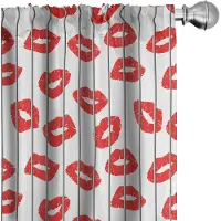 Abakuhaus Glanz – 2x 75x175 cm Microfiber Gordijnen – Scharlaken/Wit en Grijs