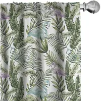 Abakuhaus Tropische Gordijnen – Palmbladeren & Flamingo's – 2×75×245 cm – Olijfgroen