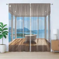 Abakuhaus Minimalistisch rustiek gordijn, badkuip- en eilanddesign, slaapkamergordijn met plooien, lussen en haken, 280 x 225 cm, lichtbruin wit