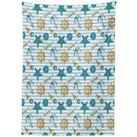 Abakuhaus Tafeldoek – 140x200 cm – Satijn – Blauw/Abrikoos – Gestreept