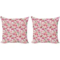 Abakuhaus Aquarel Kussenhoes Set – 2x40x40 cm – Dubbelzijdig bedrukt – Roze/Wit