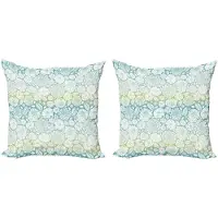 Abakuhaus Bloemenkussenhoes – 2x40x40 cm – Dubbelzijdig digitaal – Seafoam