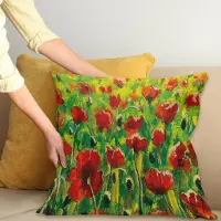 Abakuhaus Kussenhoes – Klaproosbloemen op gras – Dubbelzijdig 50x50