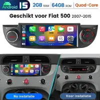 Hexinex Quad-Core autoradio Geschikt voor Fiat 500 (2007-2015) - Draadloos CarPlay, Android Auto, Ondersteunt DAB+, multimediaspeler, 2GB+64GB, zwart