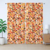 Abakuhaus Trippy Rustic Gordijn, Levendig Motief, met Bandjes voor de Woonkamer met Lussen en Haken, 280 x 245 cm, Oranje Meerkleurig