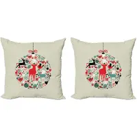 Abakuhaus Kussenhoezen Set 2x50x50 cm – Dubbelzijdige Print – Beige & Rood