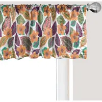 Abakuhaus Philodendron raamvalletje, gordijnvalletje voor keuken en slaapkamer met tunnelzoom, 137 cm x 45 cm, paars donker perzik wit