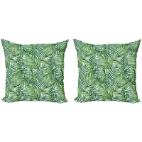 Abakuhaus Blad Kussenhoes – 2x50x50 cm – Dubbelzijdig – Groen/Wit